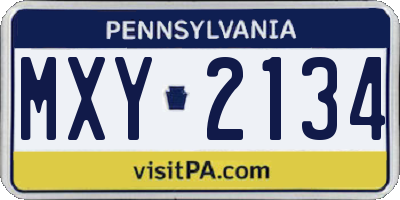 PA license plate MXY2134