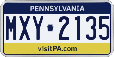 PA license plate MXY2135