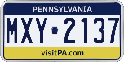 PA license plate MXY2137