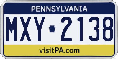 PA license plate MXY2138