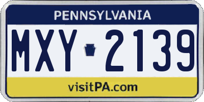 PA license plate MXY2139