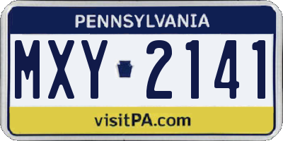 PA license plate MXY2141