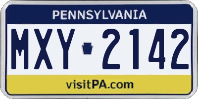 PA license plate MXY2142