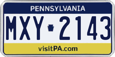 PA license plate MXY2143