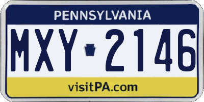 PA license plate MXY2146