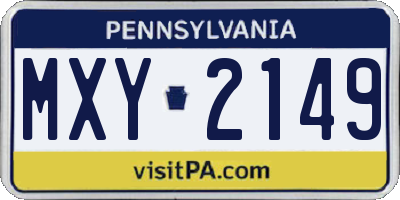 PA license plate MXY2149