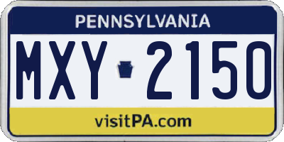 PA license plate MXY2150