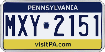 PA license plate MXY2151