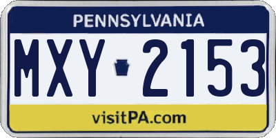 PA license plate MXY2153