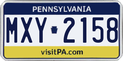 PA license plate MXY2158