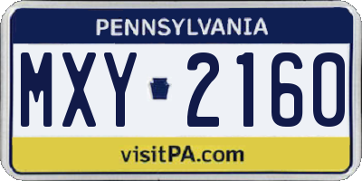 PA license plate MXY2160
