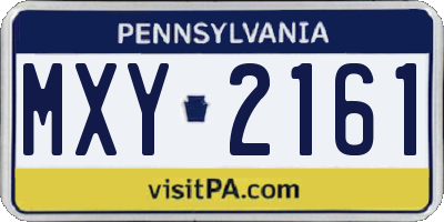 PA license plate MXY2161