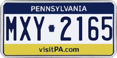PA license plate MXY2165