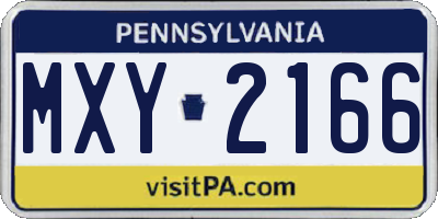 PA license plate MXY2166