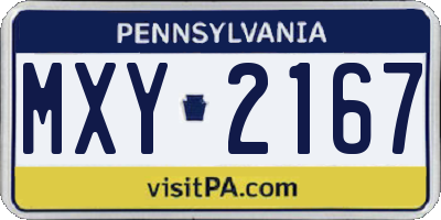 PA license plate MXY2167