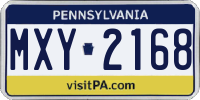 PA license plate MXY2168