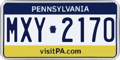 PA license plate MXY2170