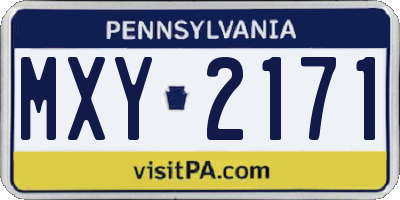 PA license plate MXY2171