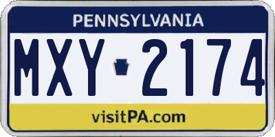 PA license plate MXY2174