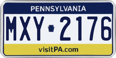 PA license plate MXY2176
