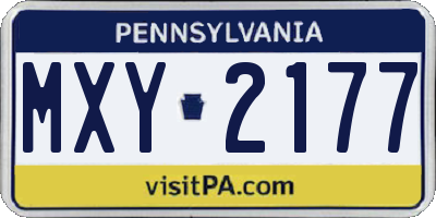 PA license plate MXY2177