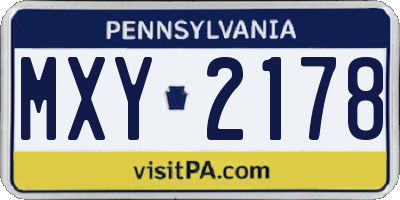 PA license plate MXY2178