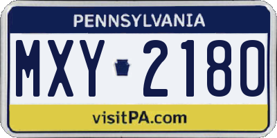 PA license plate MXY2180