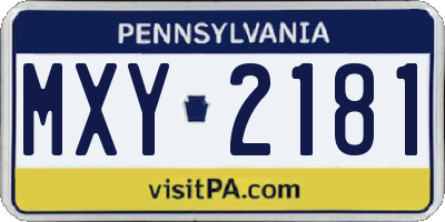 PA license plate MXY2181