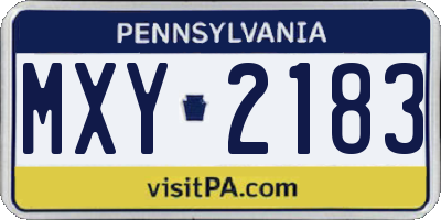 PA license plate MXY2183