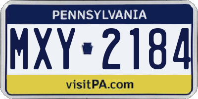 PA license plate MXY2184