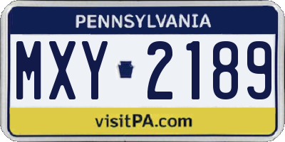 PA license plate MXY2189