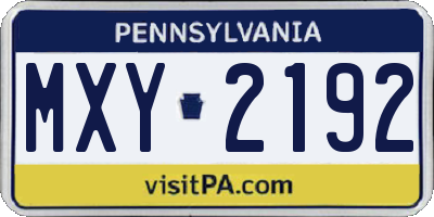 PA license plate MXY2192