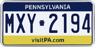 PA license plate MXY2194