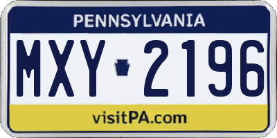 PA license plate MXY2196