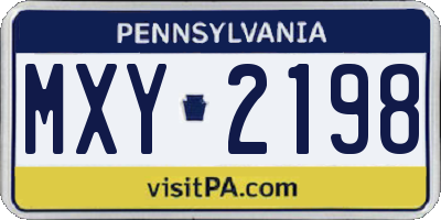 PA license plate MXY2198