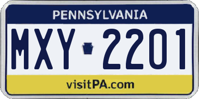PA license plate MXY2201