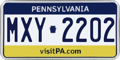 PA license plate MXY2202