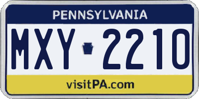 PA license plate MXY2210