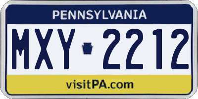 PA license plate MXY2212