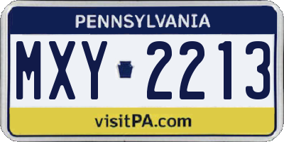 PA license plate MXY2213