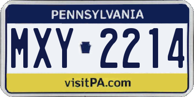 PA license plate MXY2214