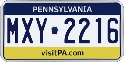 PA license plate MXY2216