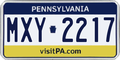 PA license plate MXY2217
