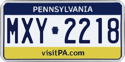 PA license plate MXY2218
