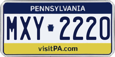 PA license plate MXY2220