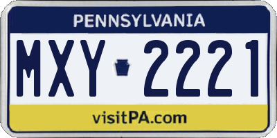 PA license plate MXY2221