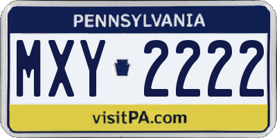 PA license plate MXY2222