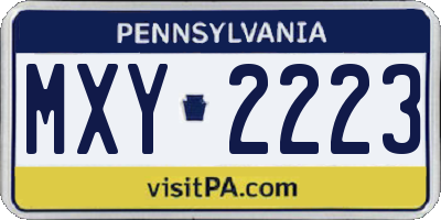 PA license plate MXY2223