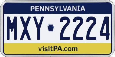 PA license plate MXY2224