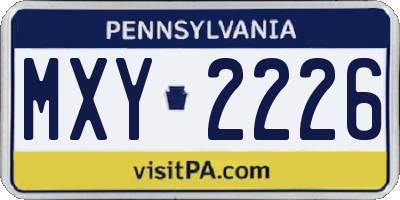 PA license plate MXY2226